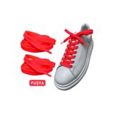 ipekbazaar Exclusice 120 Cm Fuşya Yassı Spor Ayakkabı Bağcığı, Çift Katmanlı Örgülü Sneakers Bağcık, 1 Çift