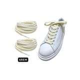 ipekbazaar Exclusice 120 Cm Krem Yassı Spor Ayakkabı Bağcığı, Çift Katmanlı Örgülü Sneakers Bağcık, 1 Çift