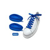 ipekbazaar Exclusice 120 Cm Mavi Yassı Spor Ayakkabı Bağcığı, Çift Katmanlı Örgülü Sneakers Bağcık, 1 Çift
