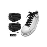 ipekbazaar Exclusice 120 Cm Siyah Yassı Spor Ayakkabı Bağcığı, Çift Katmanlı Örgülü Sneakers Bağcık, 1 Çift