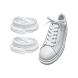 İpekbazaar Exclusice 120 Cm Yassı Spor Ayakkabı Bağcığı, Çift Katmanlı Örgülü Sneakers Bağcık, 1 Çift 001 beyaz