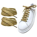 ipekbazaar Exclusive 120 cm Yassı Spor Ayakkabı Bağcığı, Çift Katmanlı Örgülü Sneakers Bağcık, 1 Çift (Bej)