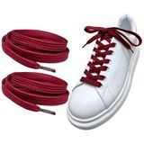 ipekbazaar Exclusive 120 cm Yassı Spor Ayakkabı Bağcığı, Çift Katmanlı Örgülü Sneakers Bağcık, 1 Çift (Bordo)