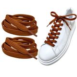 ipekbazaar Exclusive 120 cm Yassı Spor Ayakkabı Bağcığı, Çift Katmanlı Örgülü Sneakers Bağcık, 1 Çift (Kahve)