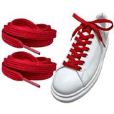 ipekbazaar Exclusive 120 cm Yassı Spor Ayakkabı Bağcığı, Çift Katmanlı Örgülü Sneakers Bağcık, 1 Çift (Kırmızı)