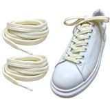 ipekbazaar Exclusive 120 cm Yassı Spor Ayakkabı Bağcığı, Çift Katmanlı Örgülü Sneakers Bağcık, 1 Çift (Krem)