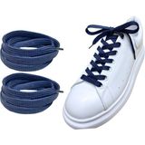 ipekbazaar Exclusive 120 cm Yassı Spor Ayakkabı Bağcığı, Çift Katmanlı Örgülü Sneakers Bağcık, 1 Çift (Lacivert)