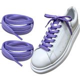 ipekbazaar Exclusive 120 cm Yassı Spor Ayakkabı Bağcığı, Çift Katmanlı Örgülü Sneakers Bağcık, 1 Çift (Lila)