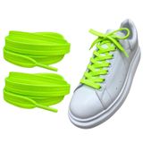 ipekbazaar Exclusive 120 cm Yassı Spor Ayakkabı Bağcığı, Çift Katmanlı Örgülü Sneakers Bağcık, 1 Çift (Neon Sarı)