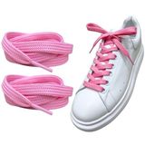 ipekbazaar Exclusive 120 cm Yassı Spor Ayakkabı Bağcığı, Çift Katmanlı Örgülü Sneakers Bağcık, 1 Çift (Pembe)