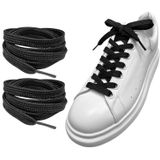 ipekbazaar Exclusive 120 cm Yassı Spor Ayakkabı Bağcığı, Çift Katmanlı Örgülü Sneakers Bağcık, 1 Çift (Siyah)