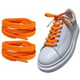 ipekbazaar Exclusive 120 cm Yassı Spor Ayakkabı Bağcığı, Çift Katmanlı Örgülü Sneakers Bağcık, 1 Çift (Turuncu)