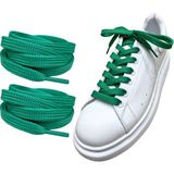 ipekbazaar Exclusive 120 cm Yassı Spor Ayakkabı Bağcığı, Çift Katmanlı Örgülü Sneakers Bağcık, 1 Çift (Yeşil)