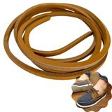 ipekbazaar Gerçek Deri Bağcık 150 cm-1 Adet, Nubuk Timberland Dexter vb. Ayakkabılara Uyumlu Loafer ve Makosen Ayakkabılar için Uygun 3x2 mm Kalınlıkta Hakiki Deri Ayakkabı Bağcığı (Camel)