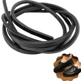 ipekbazaar Gerçek Deri Bağcık 150 cm-1 Adet, Nubuk Timberland Dexter vb. Ayakkabılara Uyumlu Loafer ve Makosen Ayakkabılar için Uygun 3x2 mm Kalınlıkta Hakiki Deri Ayakkabı Bağcığı (Siyah)