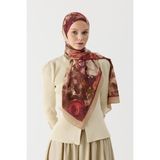 İpekhan Atmosphere Bambu Kraş Şal 7028 - Bordo - Kahverengi