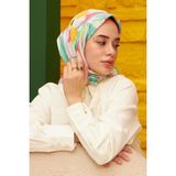 Ipekhan Daphne Desenli Pamuk Eşarp 1108-08 - Yeşil - Pembe