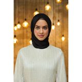 İpekhan Düz Desen Vual Eşarp Siyah Vual Ipek Eşarp - 10100-34 - 90 x 90 cm