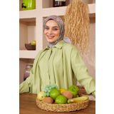 İpekhan Ipekhan Etnik Serisi Soft Yeşil Pamuk Viskon Eşarp -03 1116