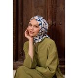 İpekhan Marrakech Koleksiyon Soft Eşarp Gece Mavi Beyaz 1196-11