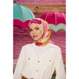 İpekhan Marrakech Koleksiyon Soft Eşarp Koyu Pembe Krem 1198-07