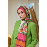 İpekhan Yaz Işıltısı Koleksiyonu Soft Şal Zümrüt Yeşil Turuncu -03 3045