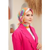 İpekhan Yeni Twist Desen Pamuk Viskon Eşarp Turuncu Mor -03 1133