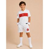 Ipekish Türkiye Çocuk Beyaz Unisex Spor Tişört ve Şort Takım Ay Yıldız - 128 cm