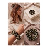 İpeksi Dokulu Leopar Desenli Kumaş Scrunchie Lastik Toka Farklı Renk Seçenekli asel 7a