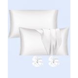 Ipeksi Saten 50x70 Cm Yastık Kılıfı 2 Adet, Kıvırcık Saçlar,Dalgalı ve Düz saçlar, Bordo 2 Adet Hediye Saten Toka,Cilt Dostıu,Cilt Bakım,Kozmetik,Hediyelik,Çeyizlik kullanılabilir (Beyaz)