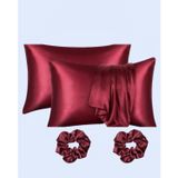 Ipeksi Saten 50x70 Cm Yastık Kılıfı 2 Adet, Kıvırcık Saçlar,Dalgalı ve Düz saçlar, Bordo 2 Adet Hediye Saten Toka,Cilt Dostıu,Cilt Bakım,Kozmetik,Hediyelik,Çeyizlik kullanılabilir (Bor)