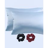 Ipeksi Saten 50x70 Cm Yastık Kılıfı 2 Adet, Kıvırcık Saçlar,Dalgalı ve Düz saçlar, Bordo 2 Adet Hediye Saten Toka,Cilt Dostıu,Cilt Bakım,Kozmetik,Hediyelik,Çeyizlik kullanılabilir (Mavi)