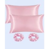 Ipeksi Saten 50x70 Cm Yastık Kılıfı 2 Adet, Kıvırcık Saçlar,Dalgalı ve Düz saçlar, Bordo 2 Adet Hediye Saten Toka,Cilt Dostıu,Cilt Bakım,Kozmetik,Hediyelik,Çeyizlik kullanılabilir (Pembe)