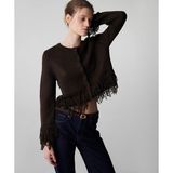 İpekyol Püsküllü triko hırka IW6250050587074 - Kahverengi - M