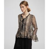 İpekyol Yılan derisi desen şifon bluz IW6250006186023 - Bej - 40
