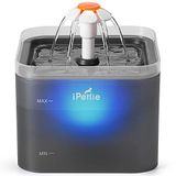 iPettie Neverland LED ışıklı kedi su fıskiyesi, 2,0 litre (1899,3 ml) / 2,0 l / ultra sessiz kedi içme çeşmesi, filtreli, otomatik evcil hayvan su çeşmesi, kediler ve küçük köpekler için, gri