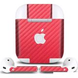 IPG Apple AirPods Seri 1-2 Uyumlu Tasarım Sticker Kılıf Seti (Kırmızı Karbon Fiber)