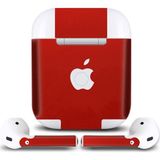 IPG Apple AirPods Seri 1-2 Uyumlu Tasarım Sticker Kılıf Seti (Sedefli Kırmızı) - Koyu Kırmızı