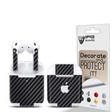 IPG Apple AirPods Seri 1-2 Uyumlu Tasarım Sticker Kılıf Seti (Siyah Karbon Fiber)