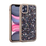 iPhone 11 ile Uyumlu Kılıf Taşlı ve Simli Tasarım CNS Azra Kapak - Gold