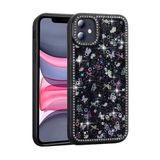 iPhone 11 ile Uyumlu Kılıf Taşlı ve Simli Tasarım CNS Azra Kapak - Siyah