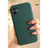 iPhone 11 Kılıf Kadife Lansman Soft Yumuşak Liquid Silikon Kamera Korumalı Mara - 3D Soft Koyu Yeşil