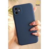 iPhone 11 Kılıf Kadife Lansman Soft Yumuşak Liquid Silikon Kamera Korumalı Mara - 3D Soft Lacivert