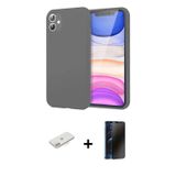 iPhone 11 Kılıf Kozmos Yansıma Özel Seri - Siyah 3D Antistatik Hayalet Cam Ekran Koruyucu + Pem