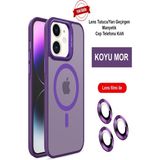 iPhone 11 Kılıf Lensli Pencere Standlı Lens Magsafe Kapak - Derin Mor