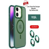 iPhone 11 Kılıf Lensli Pencere Standlı Lens Magsafe Kapak - Koyu Yeşil