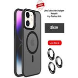 iPhone 11 Kılıf Lensli Pencere Standlı Lens Magsafe Kapak - Siyah