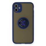 iPhone 11 Kılıf Montreal Yüzüklü Silikon Kapak - Lacivert