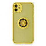 iPhone 11 Kılıf Montreal Yüzüklü Silikon Kapak - Sarı