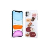 iPhone 11 Kılıf Parlayan Sıvılı Simli Kabartma Figürlü Zore Cevze Kapak-Beyaz